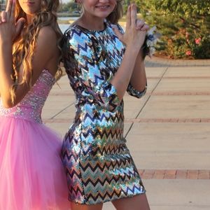 Sequin Disco Homecoming/Prom Fitted Dress